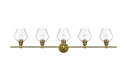 Elegant Lighting 5 Light Gene 5 Light in Satin Gold and Clear Glass Wall Sconce Model: LD2324SG