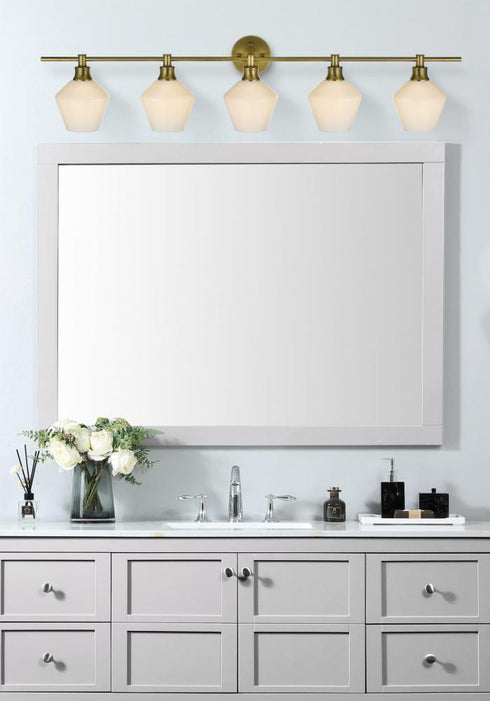 Elegant Lighting 5 Light Gene 5 Light in Satin Gold and Frosted White Glass Wall Sconce Model: LD2325SG