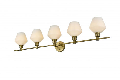 Elegant Lighting 5 Light Gene 5 Light in Satin Gold and Frosted White Glass Wall Sconce Model: LD2325SG