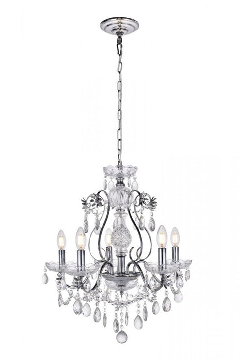 Elegant Lighting 5 Light Voltaire Collection Chandelier D22 H22 Lt:5 in Chrome Finish Model: LD4005D22C
