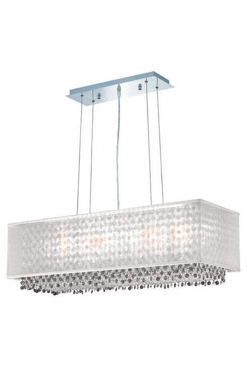 Elegant Lighting 6 Light 1691 Moda Collection Hanging Fixture With Silver Fabric Shade L34 Inch W12 Inch H11 Inch Lt:5 in Chrome Finish (Sw Model: 1691D34C-CL03/SS