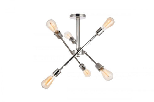 Elegant Lighting 6 Light Axel Collection Flushmount D17.1 H16.6 Lt:6 in Black and Brass Finish Model: LD8003D17BK