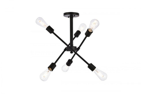 Elegant Lighting 6 Light Axel Collection Flushmount D17.1 H16.6 Lt:6 in Black and Brass Finish Model: LD8003D17BK