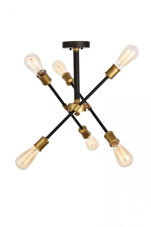 Elegant Lighting 6 Light Axel Collection Flushmount D17.1 H16.6 Lt:6 in Black and Brass Finish Model: LD8003D17BK