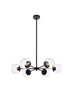 Elegant Lighting 6 Light Briggs 30 inch pendant in black with clear shade in Black and Clear Finish Model: LD644D30BK
