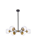 Elegant Lighting 6 Light Briggs 30 inch pendant in black with clear shade in Black and Clear Finish Model: LD644D30BK