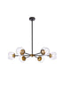 Elegant Lighting 6 Light Briggs 36 inch pendant in black with clear shade in Black and Clear Finish Model: LD642D36BK
