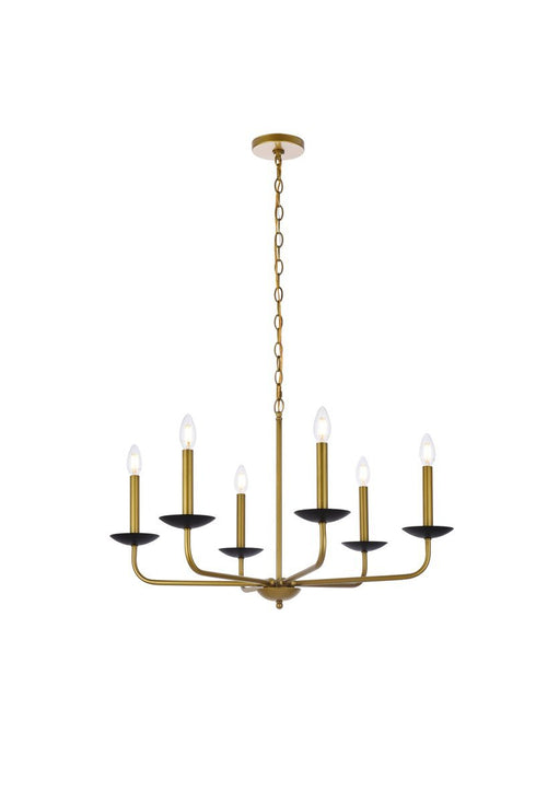 Elegant Lighting 6 Light Cohen 30 inch pendant in black Model: LD812D30BK