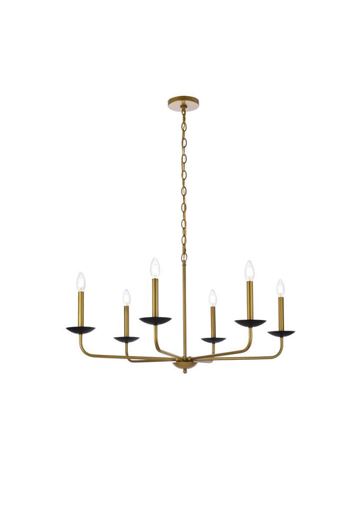 Elegant Lighting 6 Light Cohen 36 inch pendant in black Model: LD812D36BK