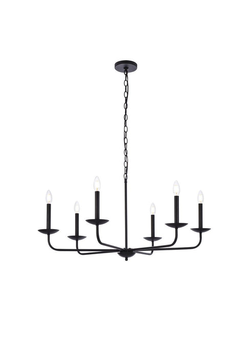 Elegant Lighting 6 Light Cohen 36 inch pendant in black Model: LD812D36BK