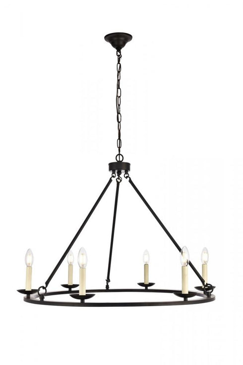 Elegant Lighting 6 Light Maine Collection Chandelier D32.4 H23.25 Lt:6 in Black Finish Model: LD6010D32BK
