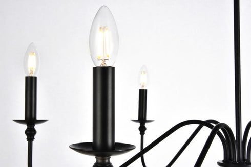 Elegant Lighting 6 Light Rohan Collection Chandelier D36 H19 Lt:6 in Matte Black Finish Model: LD5006D36MB