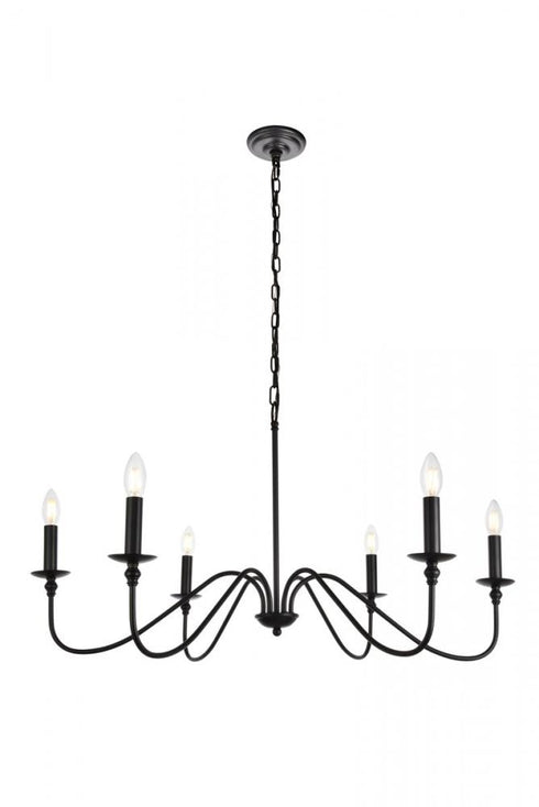 Elegant Lighting 6 Light Rohan Collection Chandelier D36 H19 Lt:6 in Matte Black Finish Model: LD5006D36MB