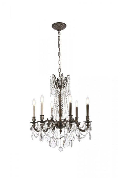 Elegant Lighting 6 Light Rosalia Hang D23 Inch H26 Inch L6 DB G RC in Dark Bronze Finish Model: 9206D23DB-GT/RC