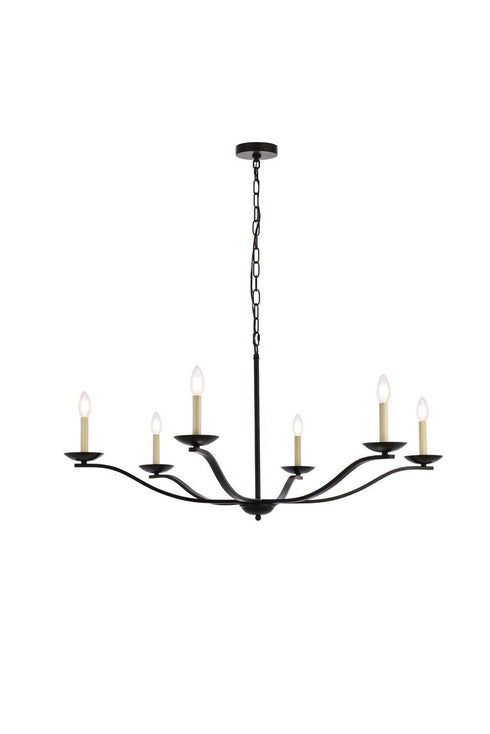 Elegant Lighting 6 Light Trey 36 inch pendant in black Model: LD641D36BK