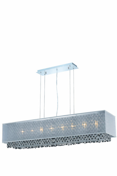 Elegant Lighting 8 Light 1691 Moda Collection Hanging Fixture With Silver Fabric Shade L48.5 Inch W12.5 Inch H11 Inch Lt:8 in Chrome Finish Model: 1691D48C-CL03/RC