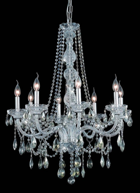 Elegant Lighting 8 Light Verona Hang D28 Inch H34 Inch L8 CH G RC in Chrome Finish Model: 7958D28C-GT/RC