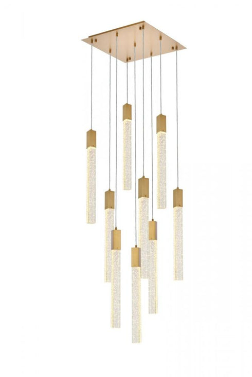 Elegant Lighting 9 Light Weston 9 Lights Pendant In Satin Gold Model: 2066D20SG