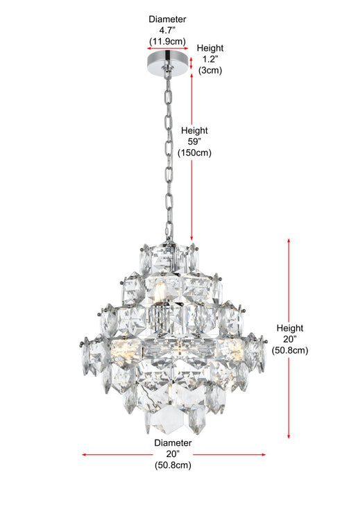 Elegant Lighting Adaline 11 Light Pendant D20 Inch H20 Inch L11 Chrome in Chrome and Clear Finish Model: 1050G20C
