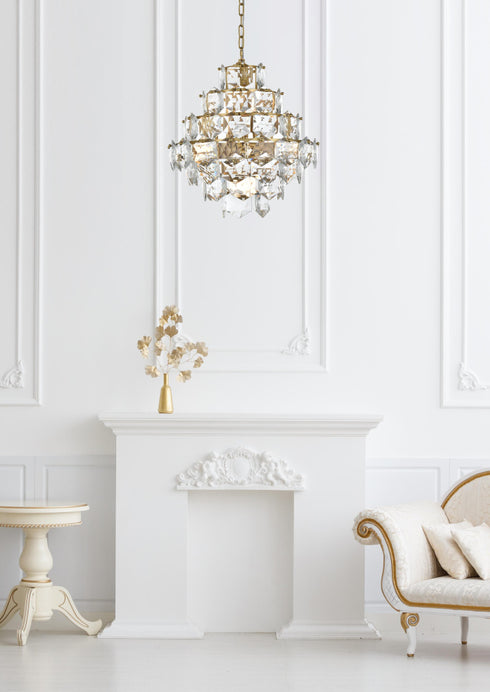 Elegant Lighting Adaline 11 Light Pendant D20 Inch H20 Inch L11 Satin Gold in Satin Gold and Clear Finish Model: 1050G20SG