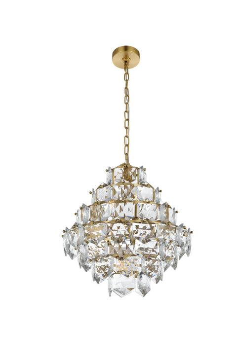 Elegant Lighting Adaline 11 Light Pendant D20 Inch H20 Inch L11 Satin Gold in Satin Gold and Clear Finish Model: 1050G20SG