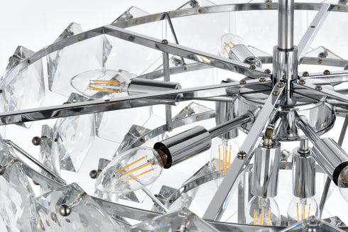 Elegant Lighting Adaline 11 Light Pendant D24 Inch H14 Inch L11 Chrome in Chrome and Clear Finish Model: 1050D24C