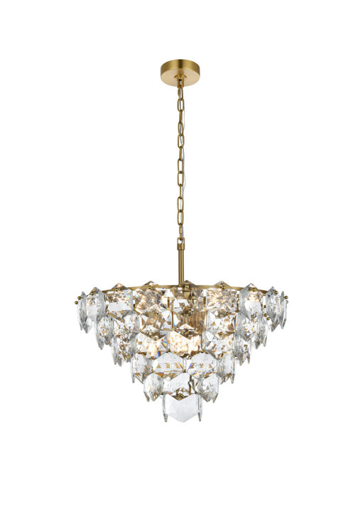 Elegant Lighting Adaline 11 Light Pendant D24 Inch H14 Inch L11 Satin Gold in Satin Gold and Clear Finish Model: 1050D24SG