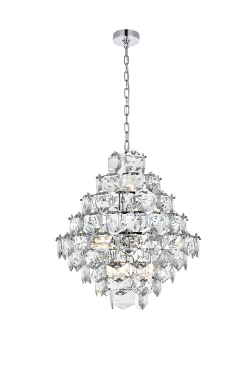 Elegant Lighting Adaline 15 Light Pendant D24 Inch H25 Inch L15 Chrome in Chrome and Clear Finish Model: 1050G24C