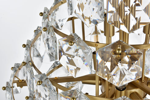 Elegant Lighting Adaline 15 Light Pendant D24 Inch H25 Inch L15 Satin Gold in Satin Gold and Clear Finish Model: 1050G24SG
