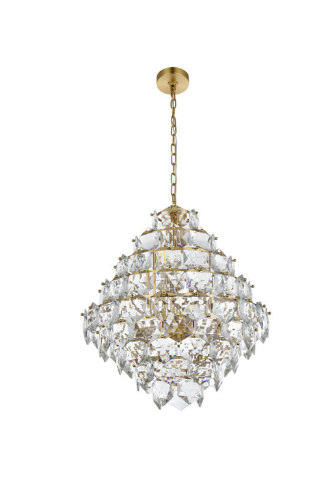 Elegant Lighting Adaline 15 Light Pendant D24 Inch H25 Inch L15 Satin Gold in Satin Gold and Clear Finish Model: 1050G24SG
