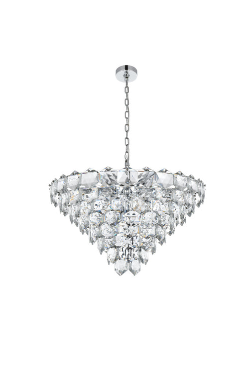 Elegant Lighting Adaline 15 Light Pendant D32 Inch H18 Inch L15 Chrome in Chrome and Clear Finish Model: 1050D32C
