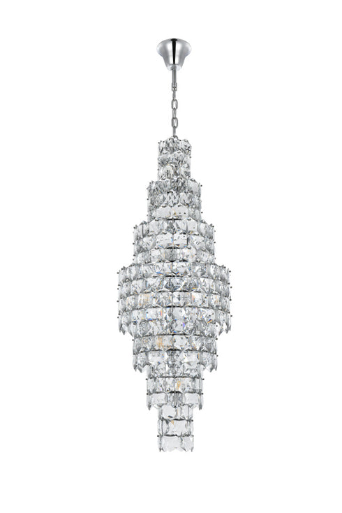 Elegant Lighting Adaline 26 Light Pendant D24 Inch H67 Inch L26 Chrome in Chrome and Clear Finish Model: 1050SR24C