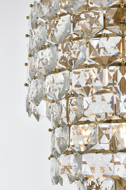 Elegant Lighting Adaline 26 Light Pendant D24 Inch H67 Inch L26 Satin Gold in Satin Gold and Clear Finish Model: 1050SR24SG