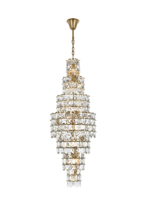 Elegant Lighting Adaline 26 Light Pendant D24 Inch H67 Inch L26 Satin Gold in Satin Gold and Clear Finish Model: 1050SR24SG