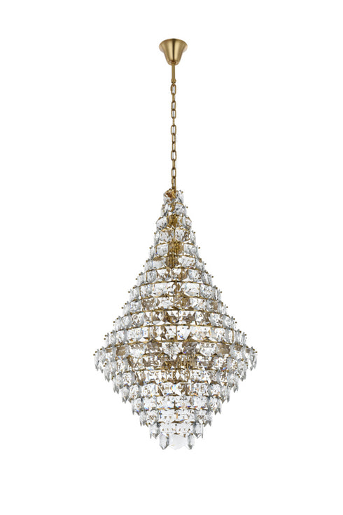 Elegant Lighting Adaline 38 Light Pendant D36 Inch H60 Inch L38 Satin Gold in Satin Gold and Clear Finish Model: 1050G36SG