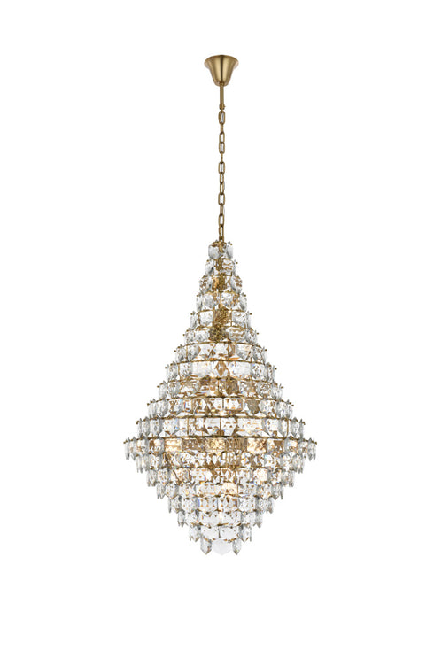 Elegant Lighting Adaline 38 Light Pendant D36 Inch H60 Inch L38 Satin Gold in Satin Gold and Clear Finish Model: 1050G36SG