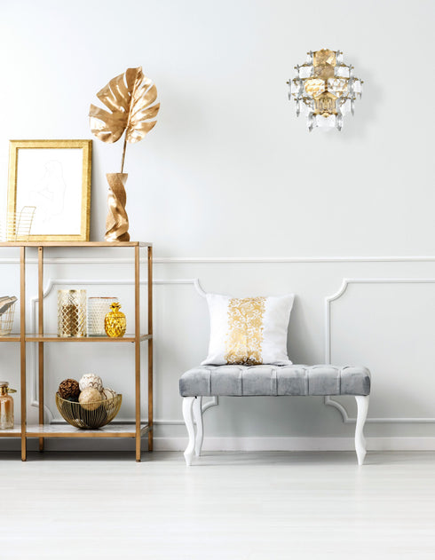 Elegant Lighting Adaline 4 Light Wall Sconce W13.8 Inch S8 Inch *H15 Inch L4 Satin Gold in Satin Gold and Clear Finish Model: 1050W15SG