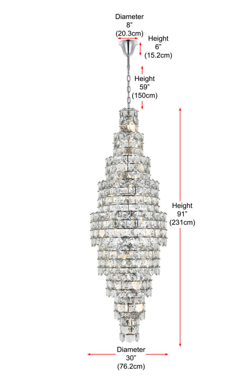 Elegant Lighting Adaline 41 Light Pendant D30 Inch H91 Inch L41 Chrome in Chrome and Clear Finish Model: 1050SR30C