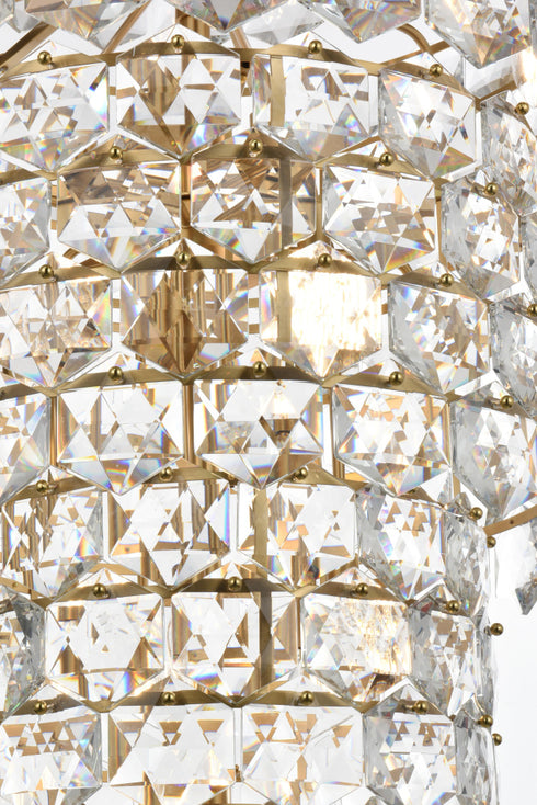 Elegant Lighting Adaline 41 Light Pendant D30 Inch H91 Inch L41 Satin Gold in Satin Gold and Clear Finish Model: 1050SR30SG