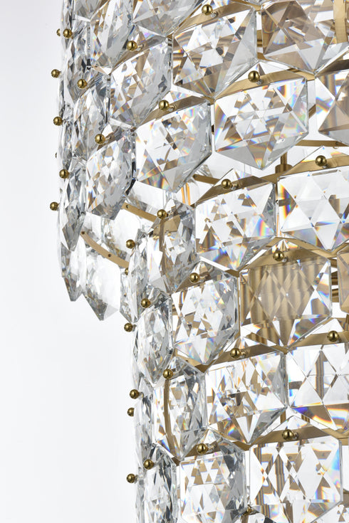 Elegant Lighting Adaline 41 Light Pendant D30 Inch H91 Inch L41 Satin Gold in Satin Gold and Clear Finish Model: 1050SR30SG