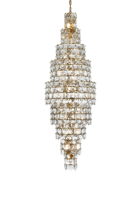 Elegant Lighting Adaline 41 Light Pendant D30 Inch H91 Inch L41 Satin Gold in Satin Gold and Clear Finish Model: 1050SR30SG