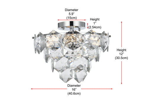 Elegant Lighting Adaline 6 Light Flush Mount D16 Inch H12 Inch L6 Chrome in Chrome and Clear Finish Model: 1050F16C