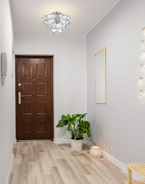 Elegant Lighting Adaline 6 Light Flush Mount D16 Inch H12 Inch L6 Chrome in Chrome and Clear Finish Model: 1050F16C