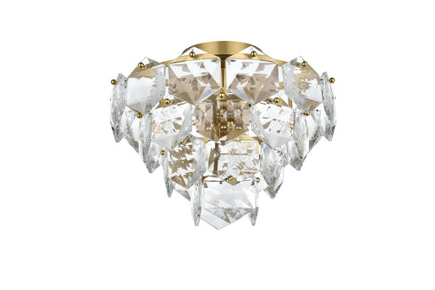Elegant Lighting Adaline 6 Light Flush Mount D16 Inch H12 Inch L6 Satin Gold in Satin Gold and Clear Finish Model: 1050F16SG