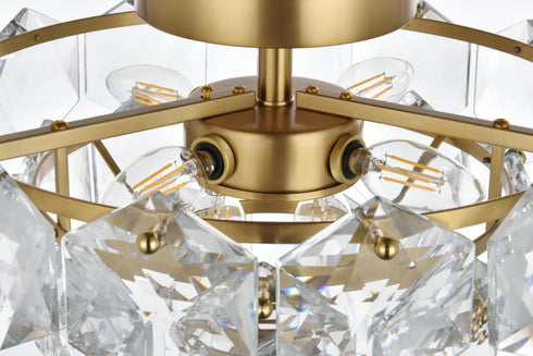 Elegant Lighting Adaline 6 Light Flush Mount D16 Inch H12 Inch L6 Satin Gold in Satin Gold and Clear Finish Model: 1050F16SG