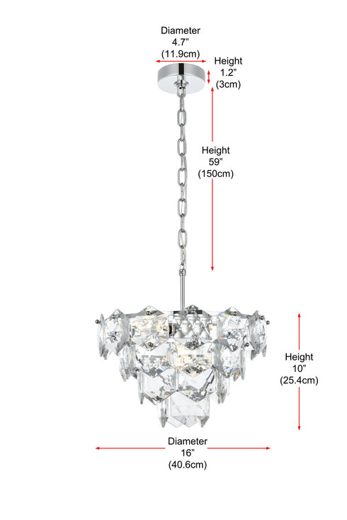 Elegant Lighting Adaline 6 Light Pendant D16 Inch H10 Inch L6 Chrome in Chrome and Clear Finish Model: 1050D16C