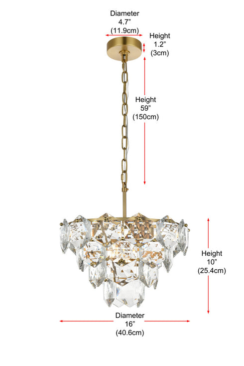 Elegant Lighting Adaline 6 Light Pendant D16 Inch H10 Inch L6 Satin Gold in Satin Gold and Clear Finish Model: 1050D16SG