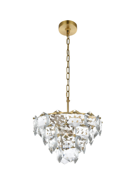 Elegant Lighting Adaline 6 Light Pendant D16 Inch H10 Inch L6 Satin Gold in Satin Gold and Clear Finish Model: 1050D16SG