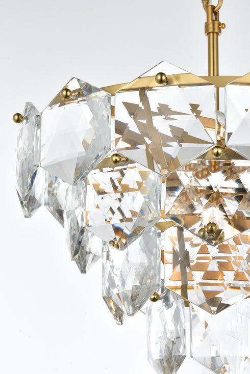Elegant Lighting Adaline 6 Light Pendant D16 Inch H10 Inch L6 Satin Gold in Satin Gold and Clear Finish Model: 1050D16SG