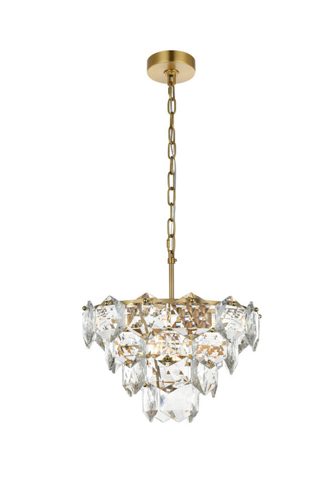 Elegant Lighting Adaline 6 Light Pendant D16 Inch H10 Inch L6 Satin Gold in Satin Gold and Clear Finish Model: 1050D16SG